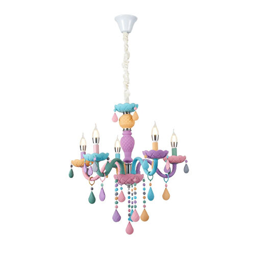 Apliqa Kona 5'li Cam Kollu Çok Renkli Çocuk Odası Salon Avize