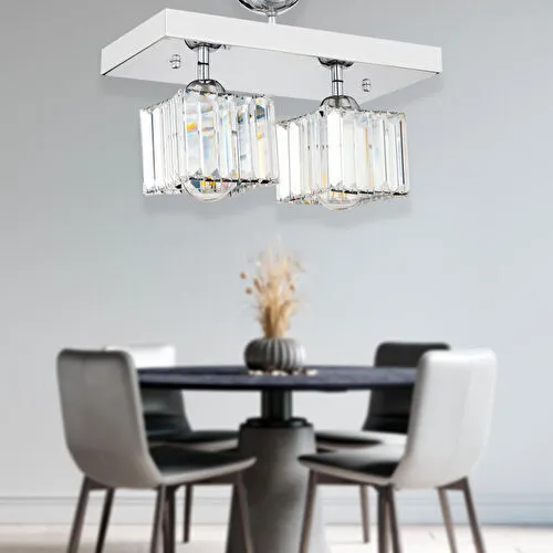 Apliqa Ri̇vi̇a 2 Li̇ Krom Kaplama Plafonyer Taşli Salon Avi̇ze Apliqa Ri̇vi̇a 2 Li̇ Krom Kaplama Plafonyer Taşli Salon Avi̇ze