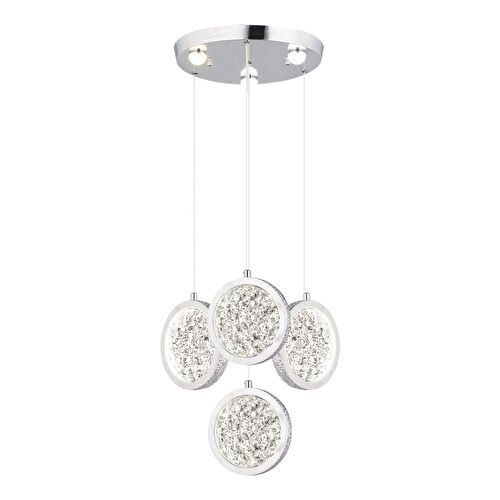 Apliqa Furmet 4'lü Yuvarlak Krom Sarkıt Ledli Modern Mutfak Koridor Led Salon Sarkıt Avize