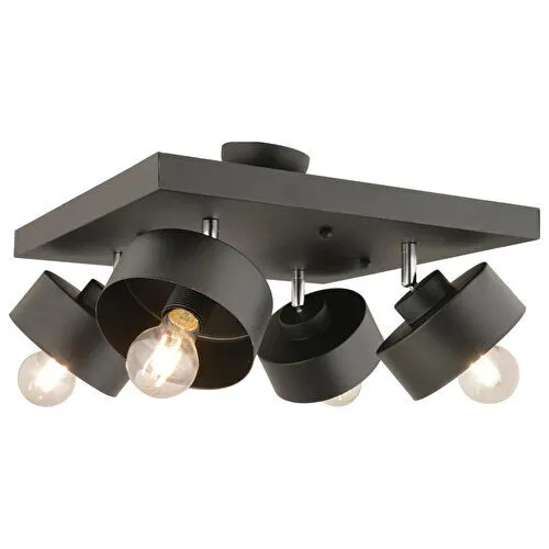 Apliqa Meriç 4'lü Siyah Plafonyer Modern Retro Genç Odası Mutfak Salon Avize