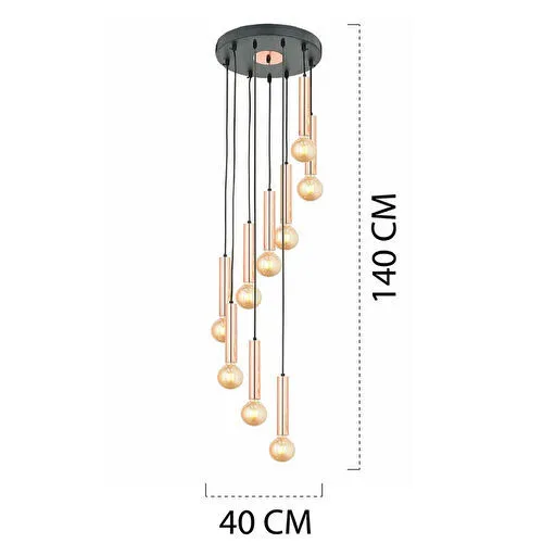 Apliqa Elisa 9lu Sarkıt Bakır Sarkıt Modern Genç Odası Mutfak Salon Sarkıt Avize