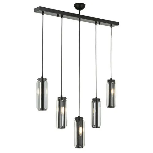 Apliqa Natali 5 Li Sıralı Siyah Salon- Modern Tasarım Yemek Masası Üstü Salon Sarkıt Avize