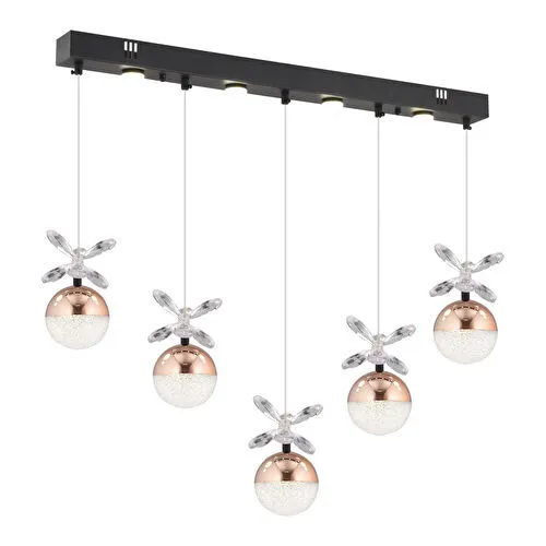 Apliqa Lokken 5'li Sıralı Bakır 42 Watt Kristal Ledli Modern Oturma Odası Salon Sarkıt Avize Apliqa Lokken 5'li Sıralı Bakır 42 Watt Kristal Ledli Modern Oturma Odası Salon Sarkıt Avize