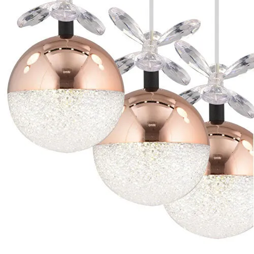 Apliqa Lokken 5'li Sıralı Bakır 42 Watt Kristal Ledli Modern Oturma Odası Salon Sarkıt Avize Apliqa Lokken 5'li Sıralı Bakır 42 Watt Kristal Ledli Modern Oturma Odası Salon Sarkıt Avize