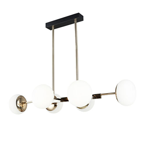 Apliqa Pura Sıralı Siyah Gold 60 Watt Modern Oturma Odası, Yemek Masası Üstü, Salon Avize