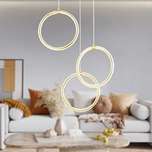 Apliqa Ruscello 3lü Gold Sarkıt 102 Watt Sarkıt Ledli Modern Mutfak Banyo Led Salon Sarkıt Avize