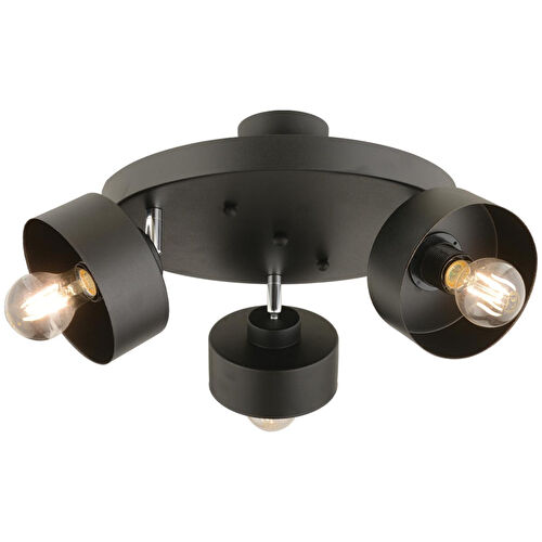 Apliqa Meriç 3'lü Siyah Plafonyer Modern Retro Genç Odası Mutfak Salon Avize