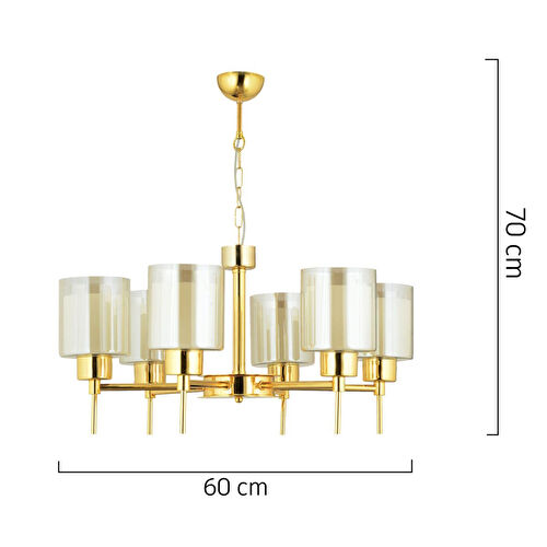 Apliqa Cemre 6 Lı Gold Modern Yatak Odası Salon Avize