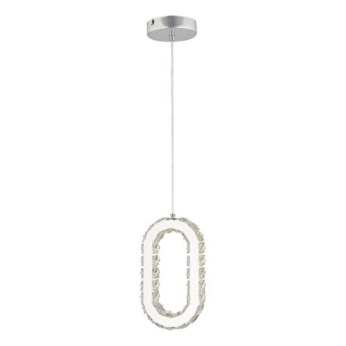 Apliqa Avignon 20 Watt Tekli Krom Ledli 3 Renkli Sarkıt Kristalli Taşlı Modern Tasarım Led Kristal Salon Avize