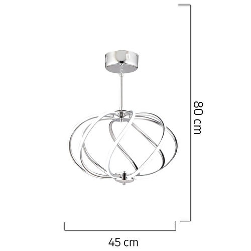 Apliqa Gestel Krom Sarkıt 88 Watt Sarkıt Ledli Modern Mutfak Banyo Led Salon Sarkıt Avize