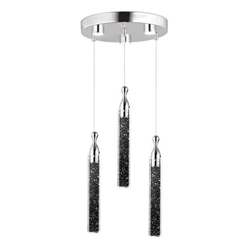 Apliqa Klaus 3'lü Yuvarlak 3 Renkli 48 Watt Krom Kristal Ledli Modern Oturma Odası Salon Sarkıt Avize