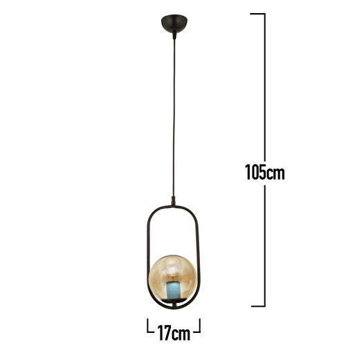 Apliqa Lorin Tekli Siyah Bal Camlı Modern Sarkıt Mutfak Salon Sarkıt Avize