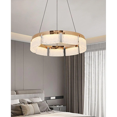 Apliqa Rosae 50'lik Gold Krisatal Yuvarlak Sarkıt Salon Led Avize