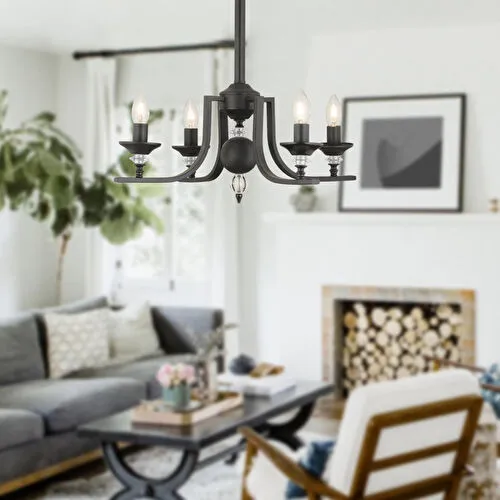 Apliqa Erza 4lü Siyah Modern Sarkıt Yatak Odası Retro Salon Avize