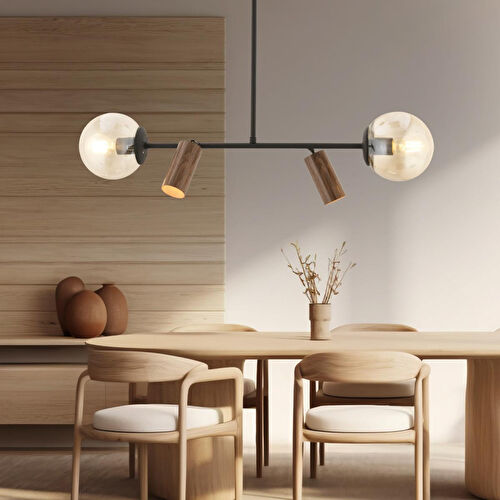 Apliqa Alkan Siyah 4lü Sarkıt Modern Retro Tasarım Spot Avize