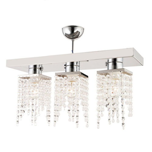 Apliqa Nikola 3lü Krom Kristalli Taşlı Modern Tasarım Kristal Salon Avize