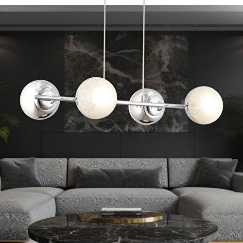 Apliqa Berca 4lü Krom Avi̇ze Modern Mutfak Yemek Masası Üstü Yatak Odası Salon Avize