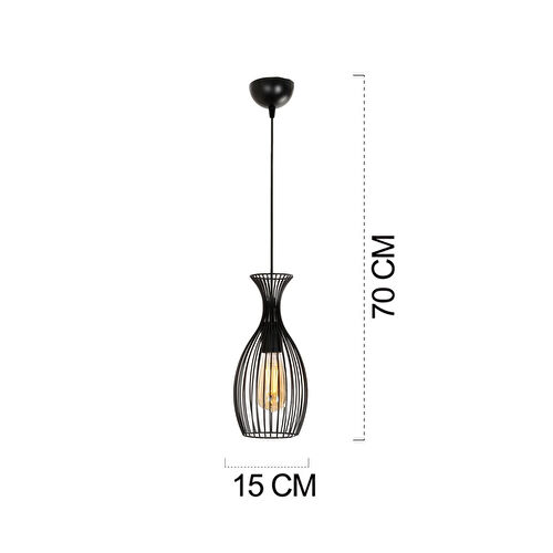 Apliqa Luti Tekli Telli Siyah Modern Sarkıt Mutfak Salon Sarkıt Avize