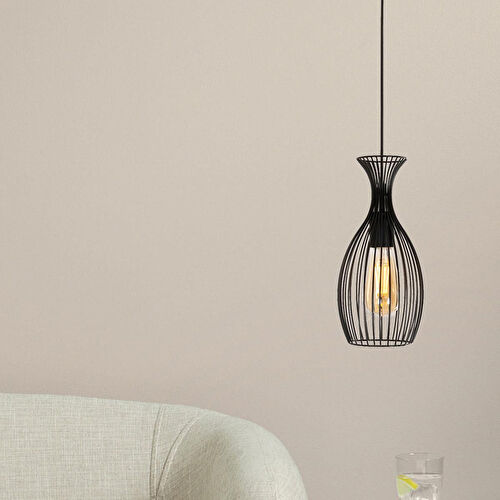 Apliqa Luti Tekli Telli Siyah Modern Sarkıt Mutfak Salon Sarkıt Avize