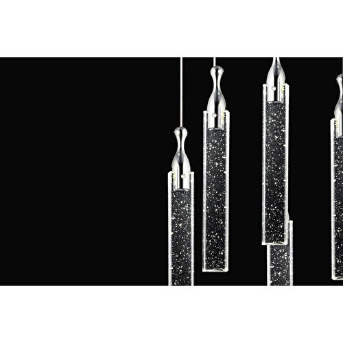 Apliqa Klaus 5'li Yuvarlak Krom Kristal Ledli Modern Oturma Odası Salon Sarkıt Avize