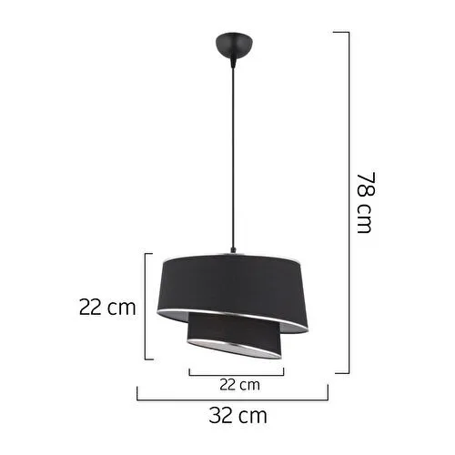 Apliqa Paoni 2 Katlı Siyah Gümüş Detaylı Modern Koridor,yatak Odası Salon Avize