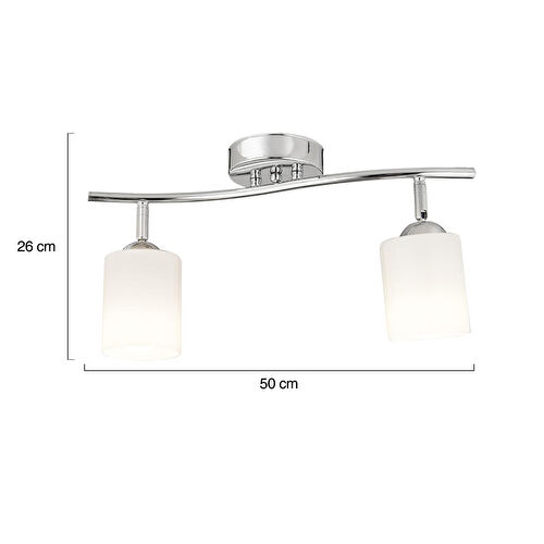 Apliqa Riley 2li Krom Spot Bardak Camlı Modern Koridor Mutfak Salon Plafonyer Avize