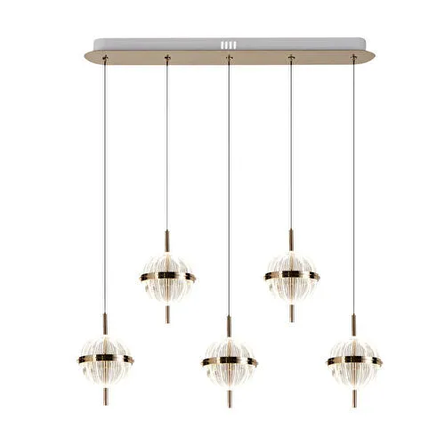 Apliqa Loret 5'li Sıralı 60 Watt Gold Kristalli Modern Salon Yemek Masası Üstü Sarkıt Led Avize Apliqa Loret 5'li Sıralı 60 Watt Gold Kristalli Modern Salon Yemek Masası Üstü Sarkıt Led Avize