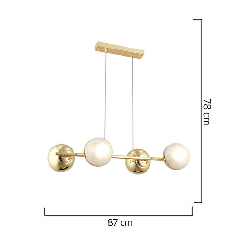 Apliqa Berca 4lü Gold Avi̇ze Modern Mutfak Yemek Masası Üstü Yatak Odası Salon Avize