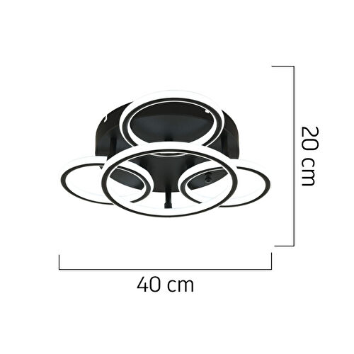 Apliqa Dalia Siyah 114 Watt Ledli Modern Mutfak Banyo Led Salon Plafonyer Avize