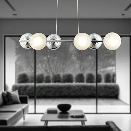 Apliqa Berca 6li Krom Avi̇ze Modern Mutfak Yemek Masası Üstü Yatak Odası Salon Avize