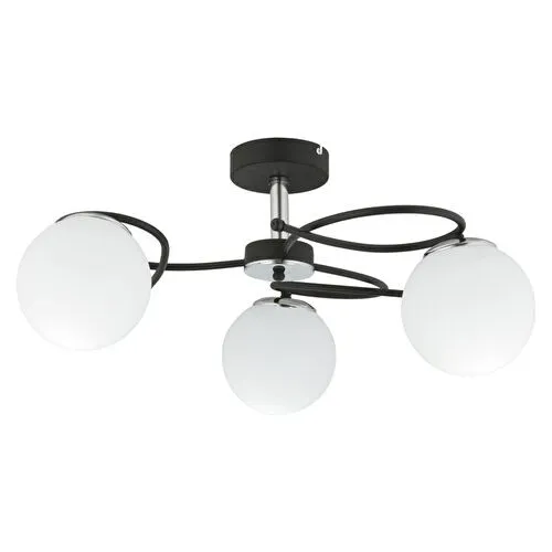 Apliqa Rodonit 3lü Siyah Krom Beyaz Camlı Modern Sarkıt Genç Odası Yatak Odası Retro Salon Avize