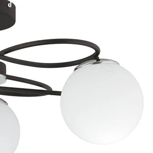 Apliqa Rodonit 3lü Siyah Krom Beyaz Camlı Modern Sarkıt Genç Odası Yatak Odası Retro Salon Avize