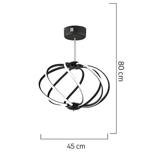 Apliqa Gestel Siyah Sarkıt 88 Watt Sarkıt Ledli Modern Mutfak Banyo Led Salon Sarkıt Avize