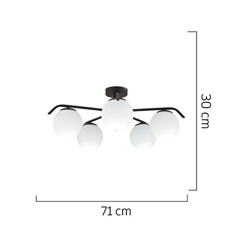 Apliqa Diaspor 5li Yuvarlak Siyah Modern Sarkıt Genç Odası Yatak Odası Retro Salon Avize