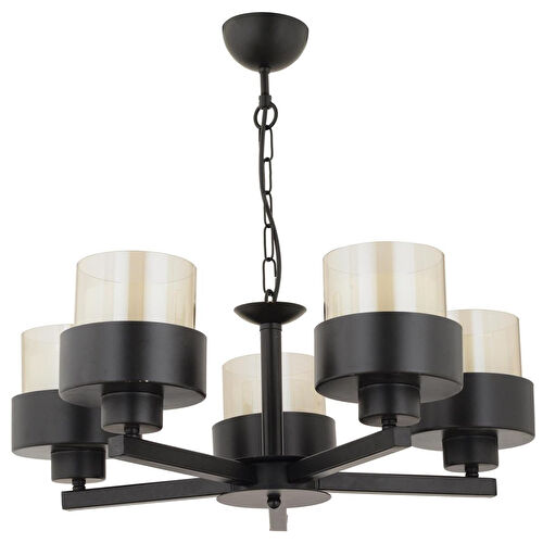 Apliqa Carla 5 Kollu Siyah Modern Genç Odası Mutfak Oturma Odası Retro Salon Avize