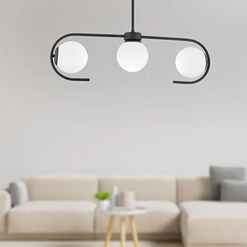 Apliqa Diaspor 3'lü Sıralı Siyah Modern Sarkıt Genç Odası Yatak Odası Retro Salon Avize