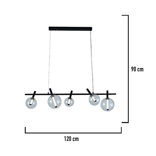 Apliqa Neval 5'li Sıralı Siyah Gold 7 Watt Yemek Masası Üstü, Salon Sarkıt Avize Apliqa Neval 5'li Sıralı Siyah Gold 7 Watt Yemek Masası Üstü, Salon Sarkıt Avize