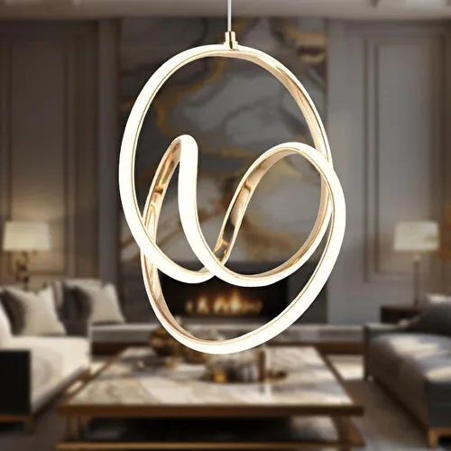 Apliqa Ruby Gold 3 Renkli 48 Watt Kristal Ledli Modern Oturma Odası Salon Sarkıt Avize