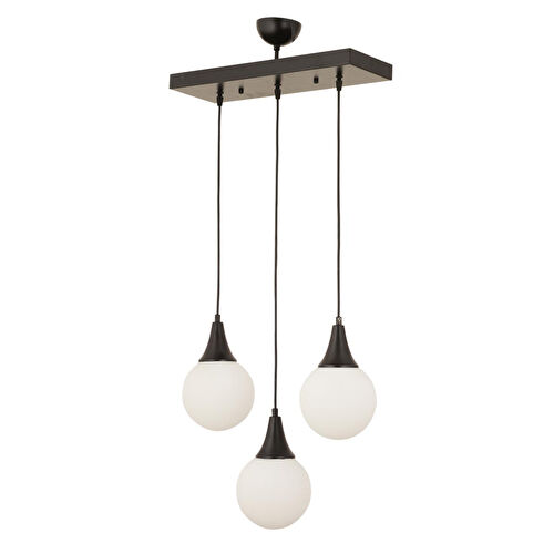 Apliqa Damla 3lü Sıralı Siyah Beyaz Camlı Sarkıt Modern Genç Odası Mutfaksalon Avize