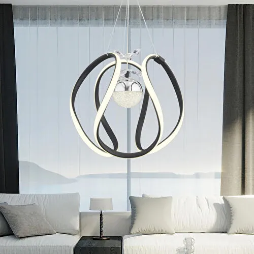 Apliqa Leroy Tekli Siyah Krom 3 Renkli 40 Watt Ledli Modern Oturma Odası, Koridor, Salon Led Avize