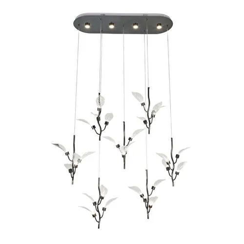Apliqa Liria 7'li Platin Yaprak Desenli Sarkıt Led Avize