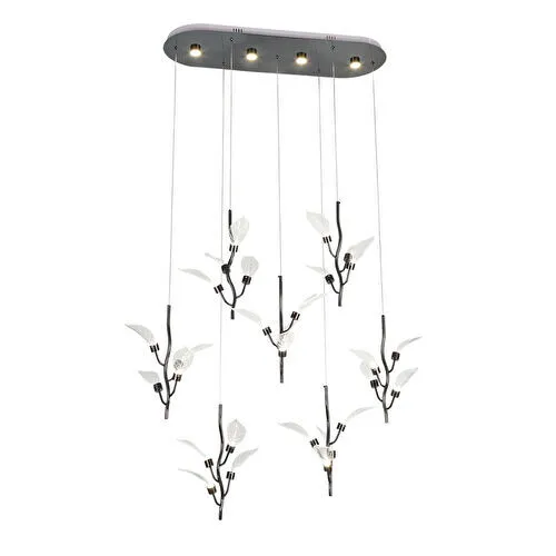 Apliqa Liria 7'li Platin Yaprak Desenli Sarkıt Led Avize