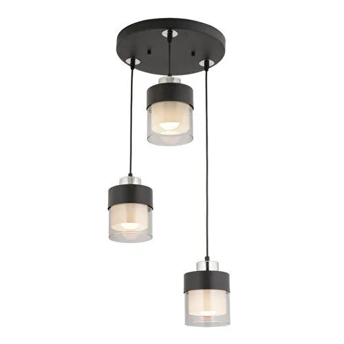 Apliqa Boris 3 Lü Yuvarlak Siyah-krom Sarkıt Modern Genç Odası Mutfak Salon Sarkıt Avize