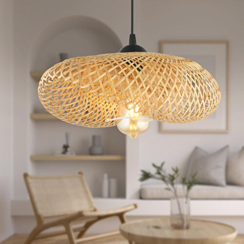 Apliqa Edna Tekli Rattan Modern Tasarım Oturma Odası Avize