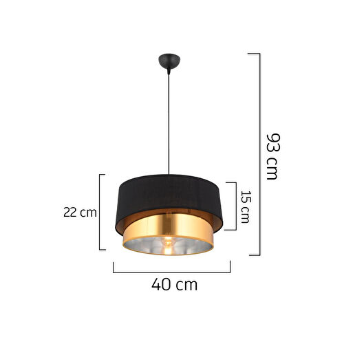 Apliqa Marstal Büyük 2 Katlı Siyah Gold Detaylı Modern Koridor,yatak Odası Salon Avize