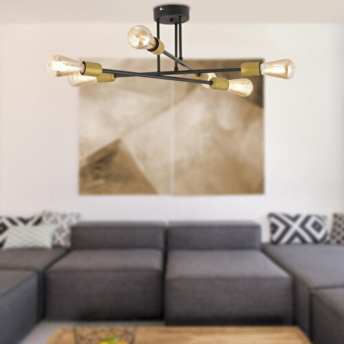 Apliqa Octopus 6lı Siyah Modern Genç Odası Yatak Odası Mutfak Retro Salon Avize