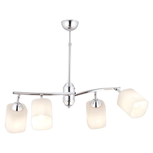 Apliqa Abbey 4'lü Krom Beyaz Camlı Yuvarlak Modern Oturma Odası Salon Spot Avize