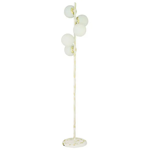 Apliqa Uzel 5li Beyaz Patinalı Modern Tasarım Metal Lambader