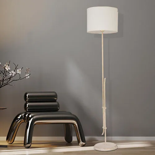 Apliqa Jolly Beyaz Şapkalı Beyaz Modern Tasarım Ayaklı Abajur Lamba Metal Lambader