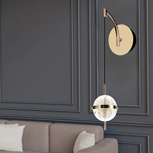 Apliqa Loret 12 Watt Kristalli Gold Modern Yatak Başı Salon Led Aplik